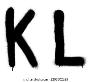 Black spray graffiti letters ''K'', ''L''. Part 6