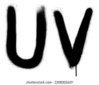 Cartas de graffiti negras "U", "V". Parte 11