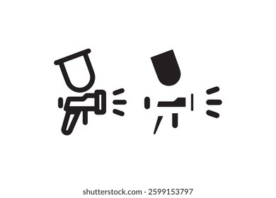 Black spray gun icon set Vector