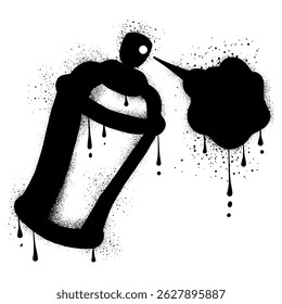 Black spray paint can with graffiti splatter