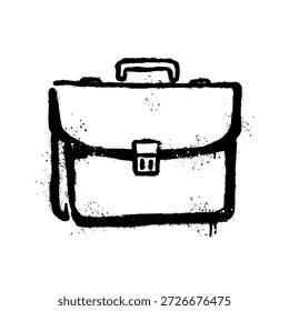 Black Spray Paint Graffiti Artwork of Business Briefcase Symbol on White Background