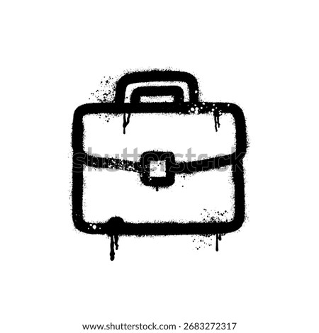 Black Spray Paint Graffiti Artwork of Business Briefcase Symbol on White Background