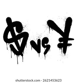 Pintura en aerosol negra Graffiti Dollar Sign VS Yen Symbol