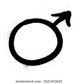 Black Spray Paint Graffiti Mars Symbol with Spray Texture