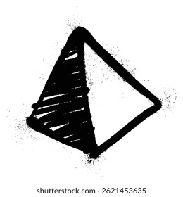 Black Spray Paint Graffiti pyramid Symbol with Spray Texture