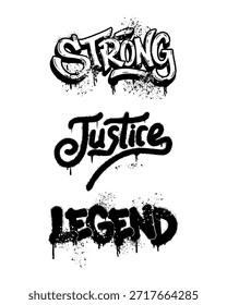 pintura de spray preto grafite texto forte justiça lenda urbana coleção