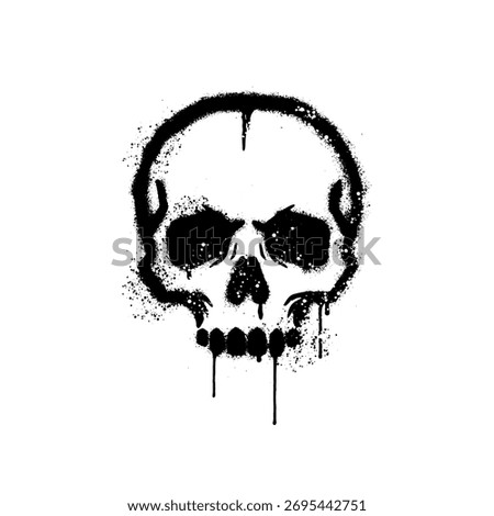 Black Spray Paint Skull Stencil Art on White Background