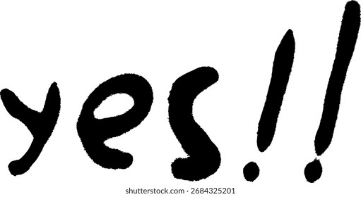 Texto SÍ de la pintura en aerosol negra con un signo de exclamación sobre un fondo blanco. Ilustración vectorial