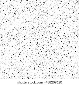 Black Spray, Splash, Specks, Dots Vector Seamless Pattern. Ink Or Paint Uneven Spots On White Background. Black And White Hand Drawn Small Blobs Or Drops Monochrome Texture. Abstract Backdrop.