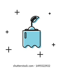Black Sprout in bottle icon isolated on white background. Seed and seedling. Leaves sign. Leaf nature.  Vector Illustration