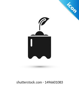 Black Sprout in bottle icon isolated on white background. Seed and seedling. Leaves sign. Leaf nature.  Vector Illustration
