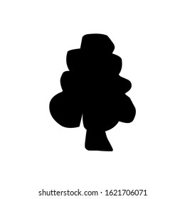 Black spruce icon, flat isolated element. Natural signs and symbols. Christmas tree, vector illustration eps 10