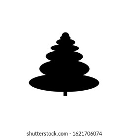 Black spruce icon, flat isolated element. Natural signs and symbols. Christmas tree, vector illustration eps 10