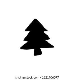 Black spruce icon, flat isolated element. Natural signs and symbols. Christmas tree, vector illustration eps 10