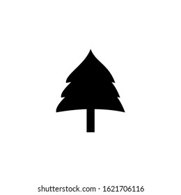Black spruce icon, flat isolated element. Natural signs and symbols. Christmas tree, vector illustration eps 10
