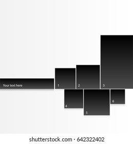 black square for add icon and text for book cover or infographic template black and white tone color
