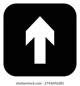 Black square arrow icon with up direction symbol. Ideal for navigation, stair guidance, wayfinding systems, building signage and user interface directional design.
