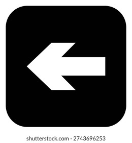 Black square arrow icon with left direction symbol. Ideal for navigation, wayfinding systems, building signage and user interface directional design.