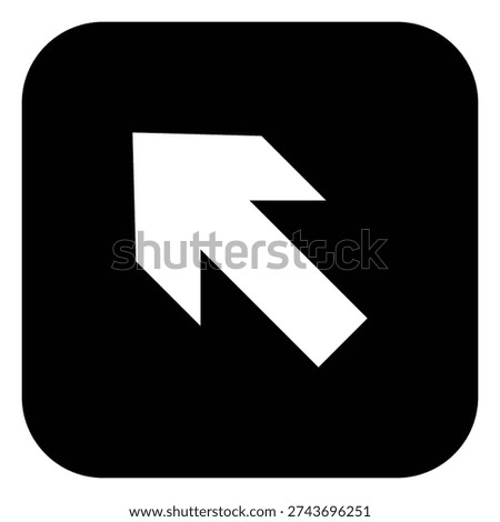 Black square arrow icon with up left direction symbol. Ideal for navigation, wayfinding systems, building signage, stair guidance and user interface directional design.