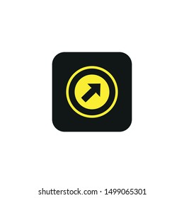 black square with arrow on yellow circle