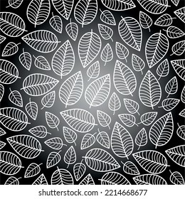 black square background with white leaves
