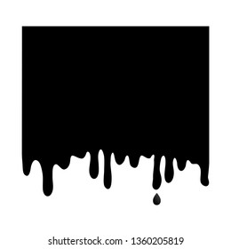 Black square banner, paint dripping. Template background flowing down. Easy edit color. Vector illustration