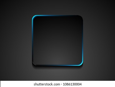 Cuadrado negro con fondo de efecto brillante azul. Diseño corporativo de vectores