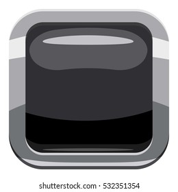Black square button icon. Cartoon illustration of square button vector icon for web design