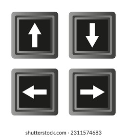 Black square buttons with arrows. Vector illustration.