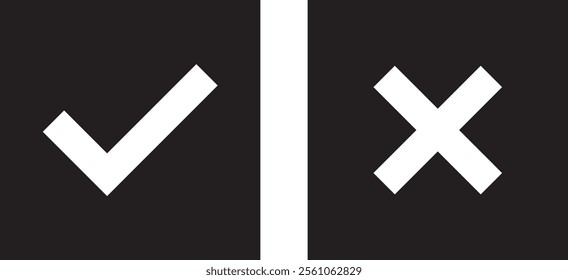 black square check mark and black square cross mark. flat icon design. vector illustration
