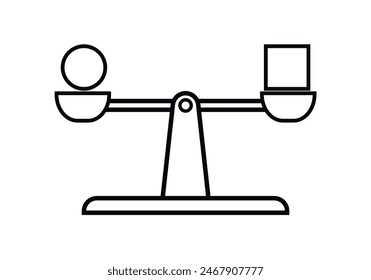 Icono de escala cuadrada negra y circular equilibrada que representa la igualdad