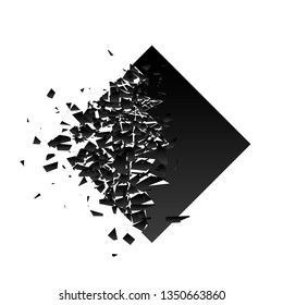 Black square with debris on white background. Place for your text. Vector illustration for banner, lettering, invitation, poster, web.
