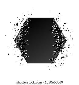 Black square with debris on white background. Place for your text. Vector illustration for banner, lettering, invitation, poster, web.