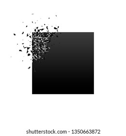 Black square with debris on white background. Place for your text. Vector illustration for banner, lettering, invitation, poster, web.
