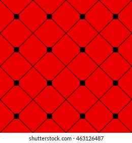 Black Square Diamond Grid Red Background. Classic Minimal Pattern Texture Background. Vector Illustration