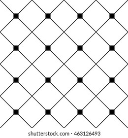 Black Square Diamond Grid White Background. Classic Minimal Pattern Texture Background. Vector Illustration