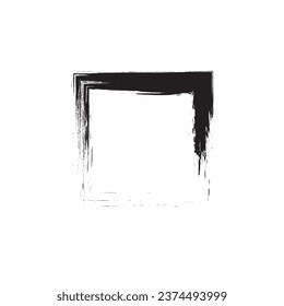 Black square frame, border template isolated on white background. Brush stroke rectangle, free style design. Artistic hand drawn squared shape with place for text, message