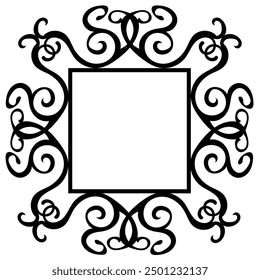 Black square frame decorated with beautiful ornaments