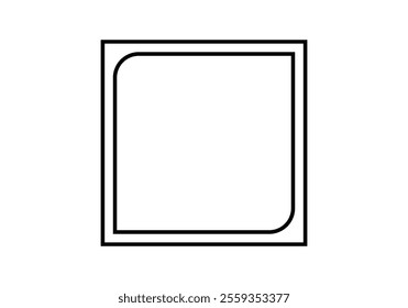 Black square frame icon with black curved frame