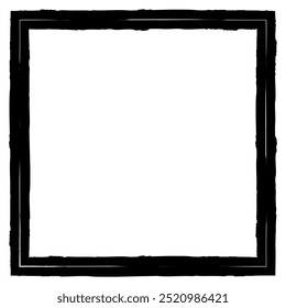 Black square frame isolated on white. Old worn frame . Vector frame for text, photo, card, certificate, picture, banner, poster	