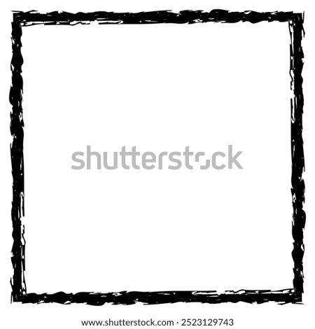 Black square frame isolated on white. Old worn frame . Vector frame for text, photo, card, certificate, picture, banner, poster