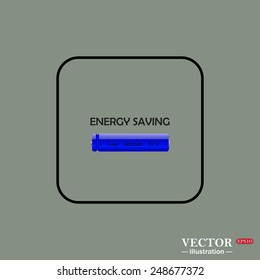 Black square frame on a green background. energy saving battery , vector illustration, EPS 10