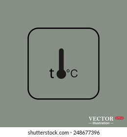 Black square frame on a green background. Thermometer , vector illustration, EPS 10