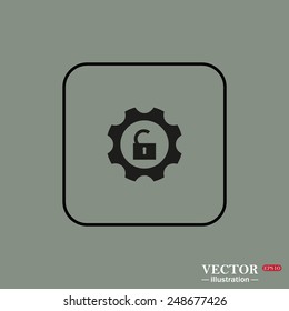 Black square frame on a green background. unlock settings , vector illustration, EPS 10