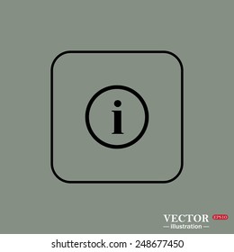 Black square frame on a green background. icon of info,   vector illustration, EPS 10