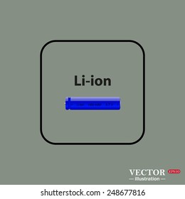 Black square frame on a green background. li-ion battery , vector illustration, EPS 10
