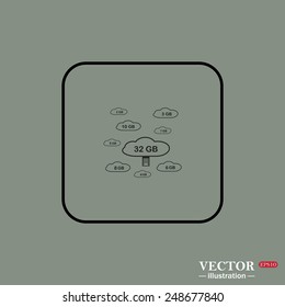 Black square frame on a green background. collection of cloud storage , vector illustration, EPS 10
