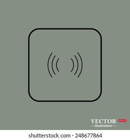 Black square frame on a green background. The wireless network , vector illustration, EPS 10