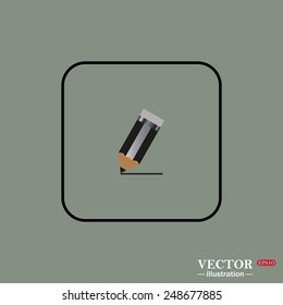 Black square frame on a green background. pencil, vector, EPS 10