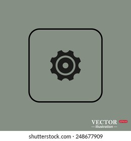 Black square frame on a green background. Cog Settings , vector illustration, EPS 10